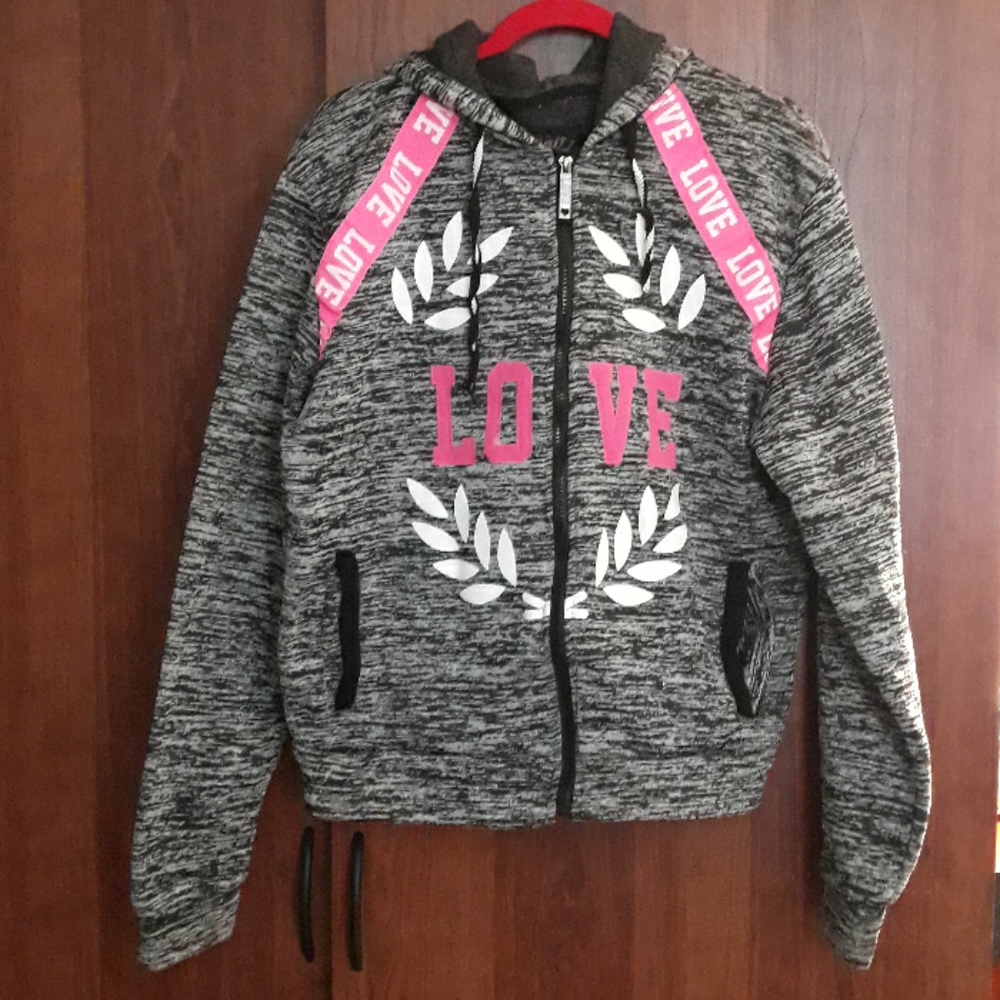 Gray & Pink Love Sports Jacket